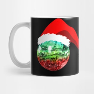 Red and Green Santa Christmas Disco Ball Mug